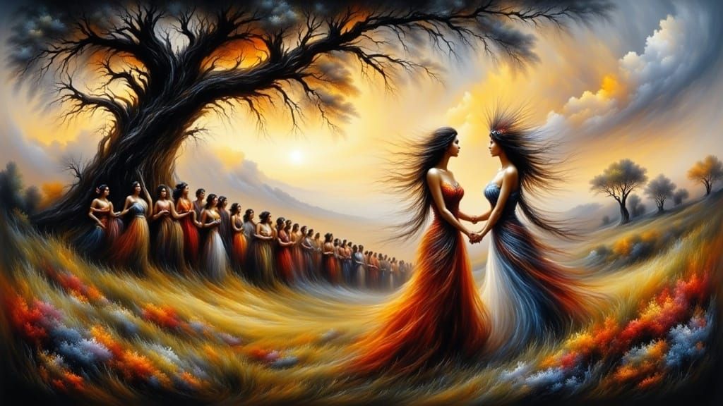 Joyful Native American Celebration in Vibrant Traditional Re...