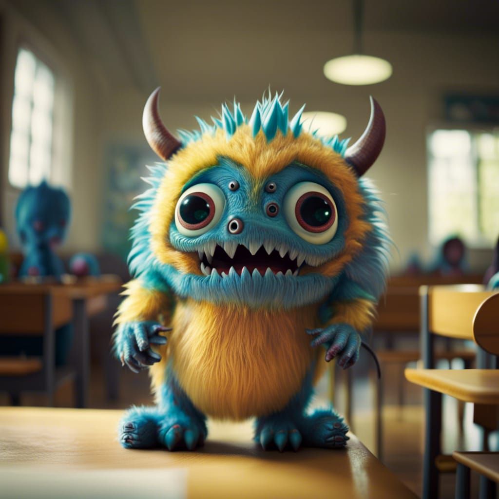 Monster's first day in school