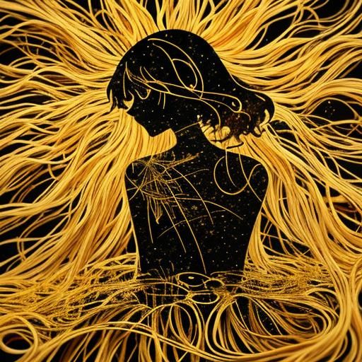 Gold Silhouette Double Exposure of Kitchen