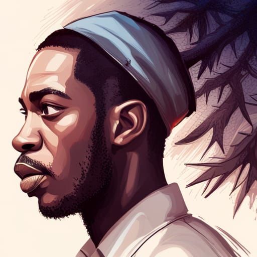 Hyperrealistic Portrait Under a Fruit Tree