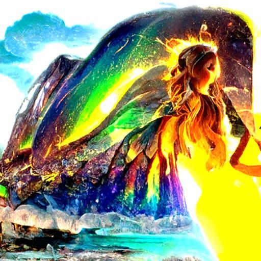 Radiant Fairy in Colorful Aurora Elemental Earth Art