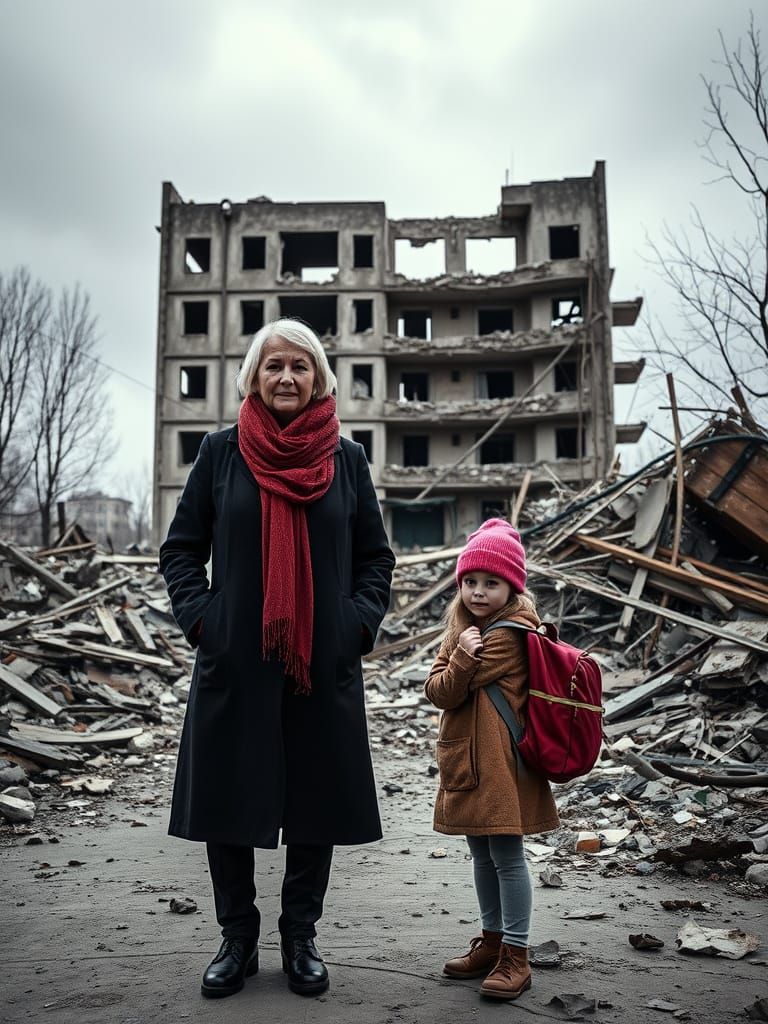 War-Torn Ukraine: A Young Girl's Resilience in Ruins