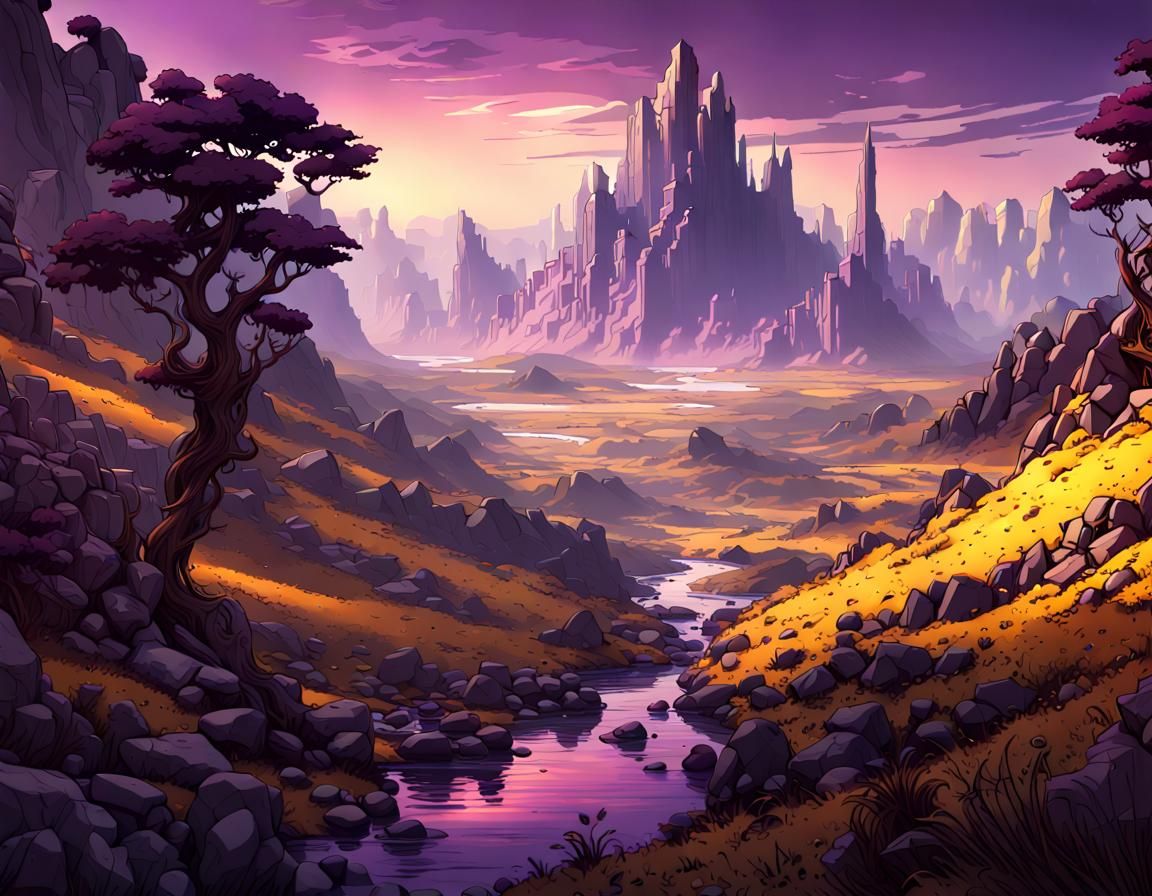 Dark Fantasy Landscape in Volumetric Lighting