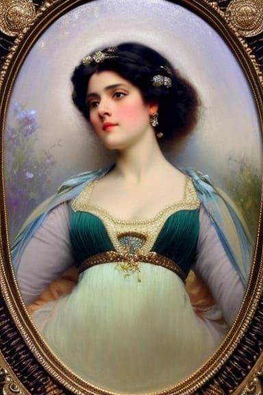 Luminous Portrait of French-Algerian Woman in Art Nouveau St...