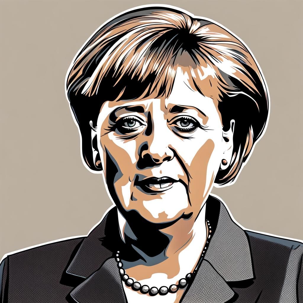 Angela Merkel Caricature Portrait in NYT Style