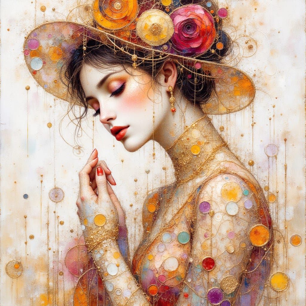 Intricate Pen & Ink Drawing of Belle with a Rose