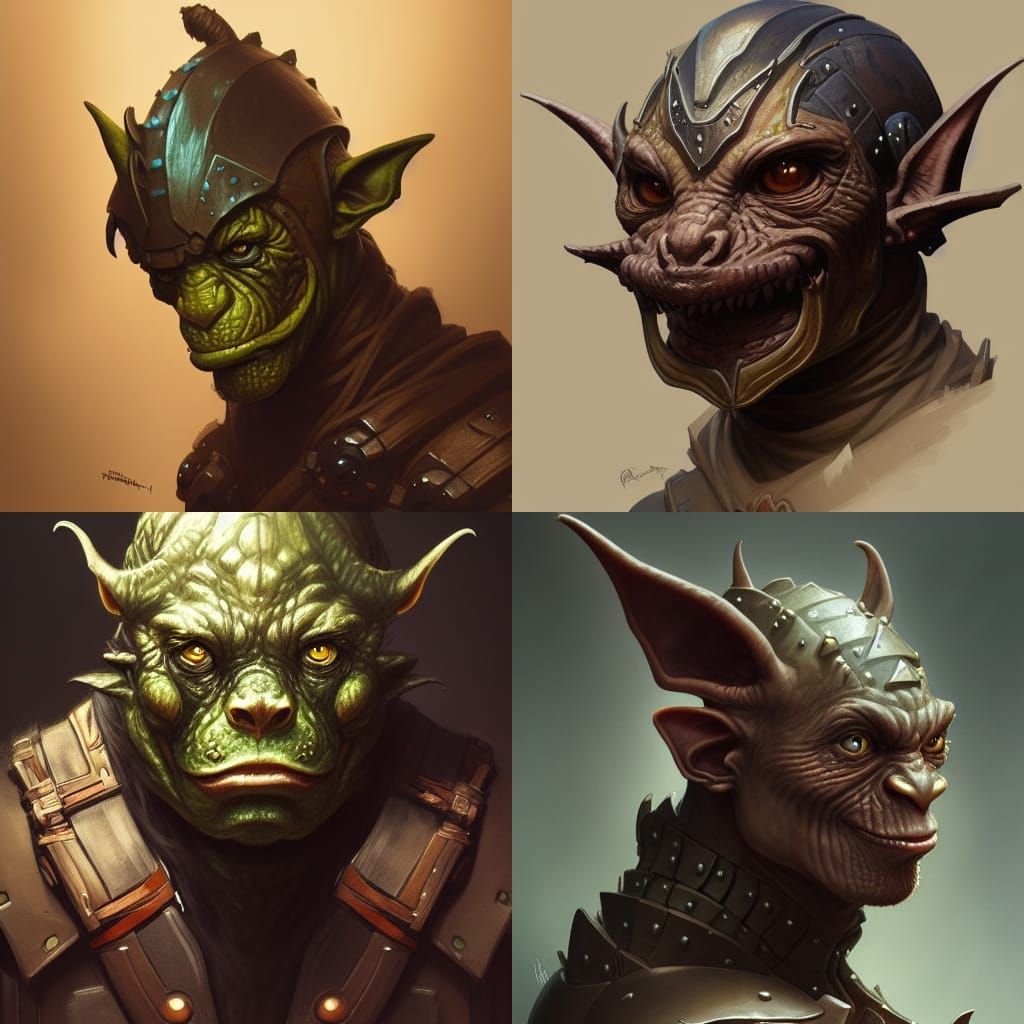 Pathfinder Goblin Portrait in Detailed Concept Art