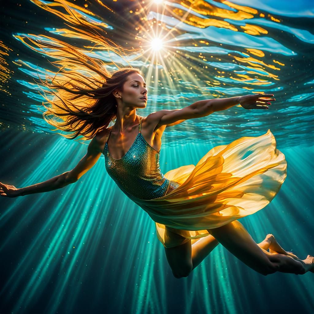 Underwater Serenity: A Symphony of Swimming and Light