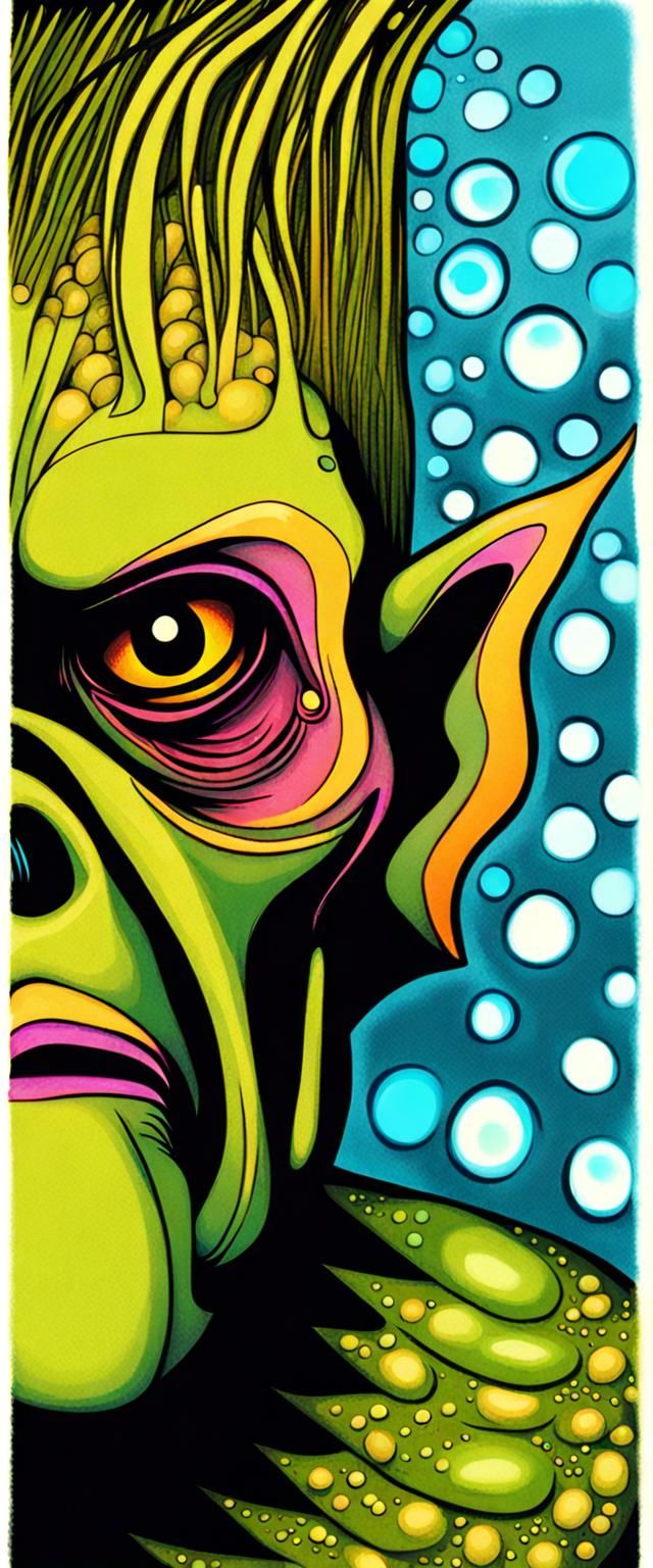 Radioluminescent Punk Rock Fish Monster with Dichroic Appear...