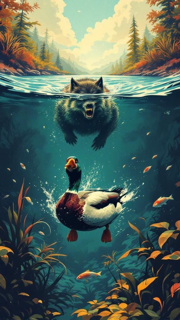 Wolverine's Underwater Attack: Retro Poster Art