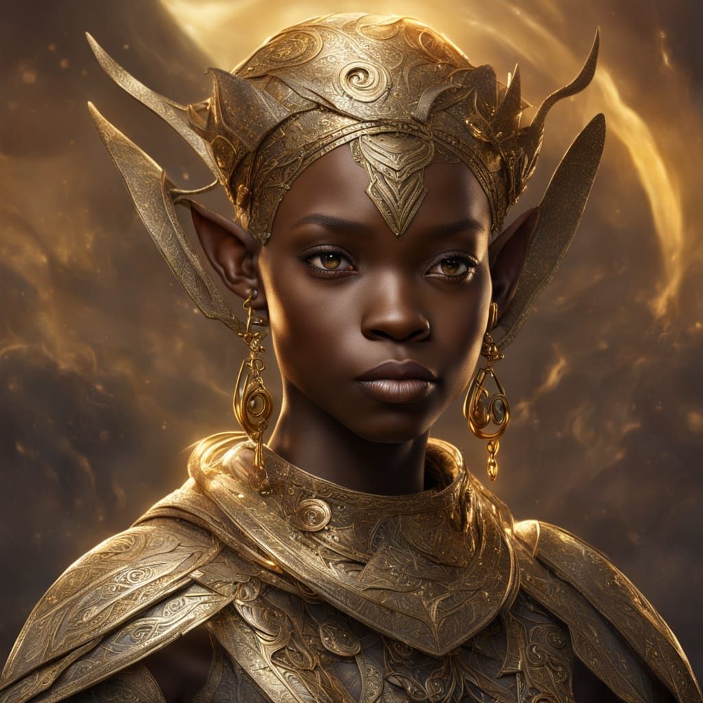 Beautiful African American Sun Elf Princess