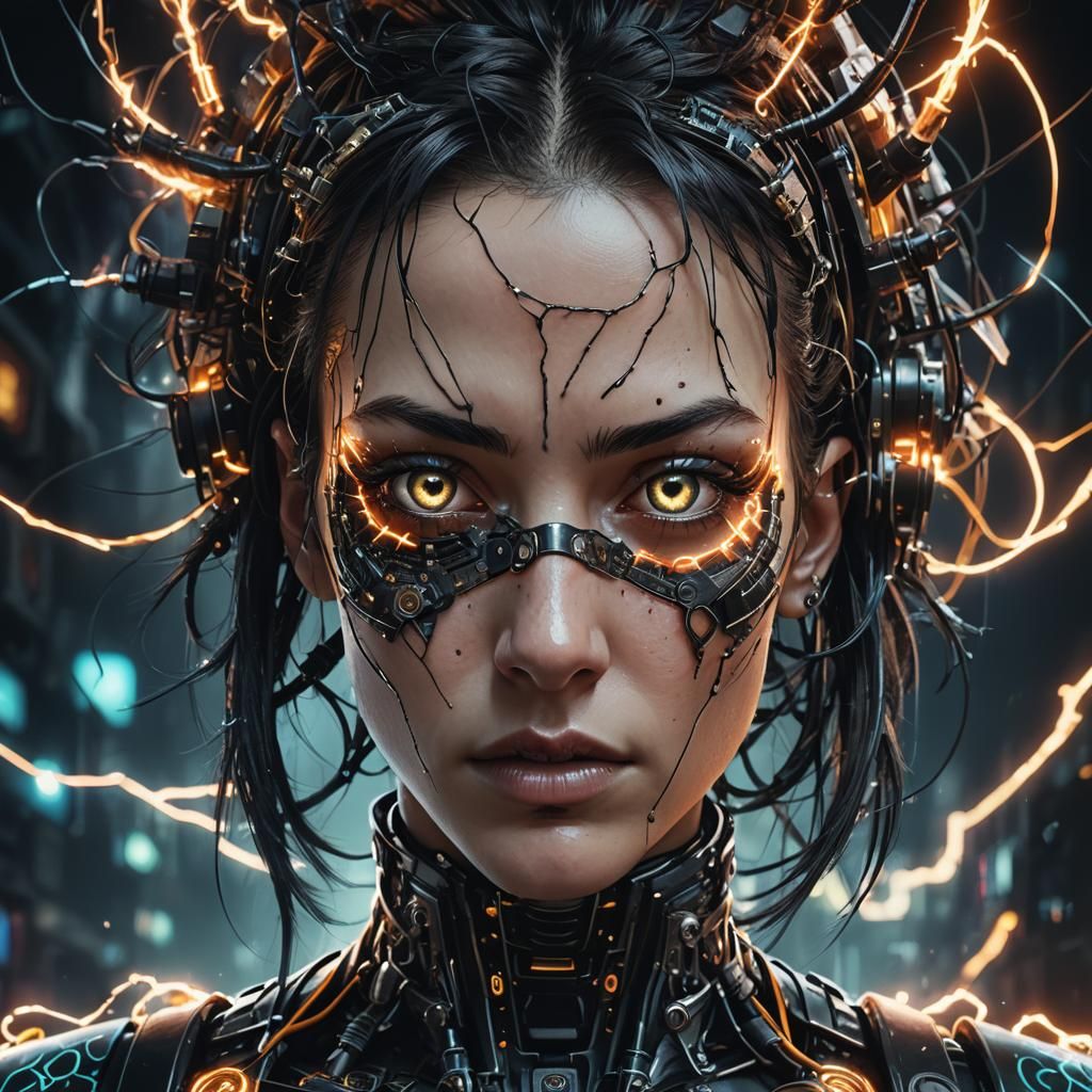 Cybernetic Selfie in Punk Style