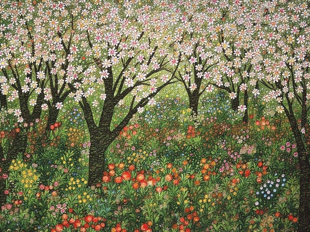 Ethereal Apple Blossom Garden in Dreamlike Aesthetic