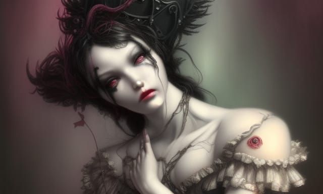 Dark Gothic Shibari Concept Art in Vivid Colors