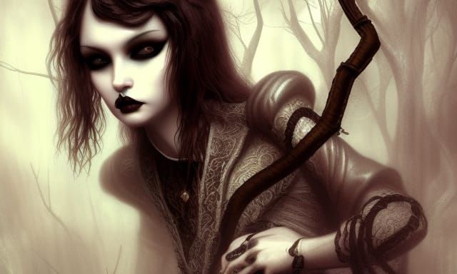 Dark Gothic Shibari Concept Art in Digital Painting Style