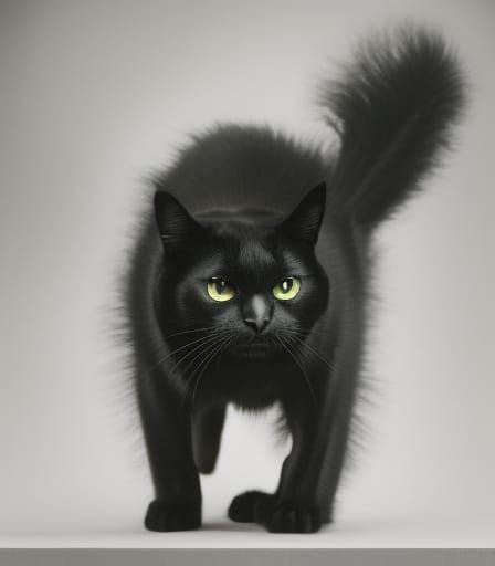 Steampunk Black Cat Portrait in Hyperrealistic Detail