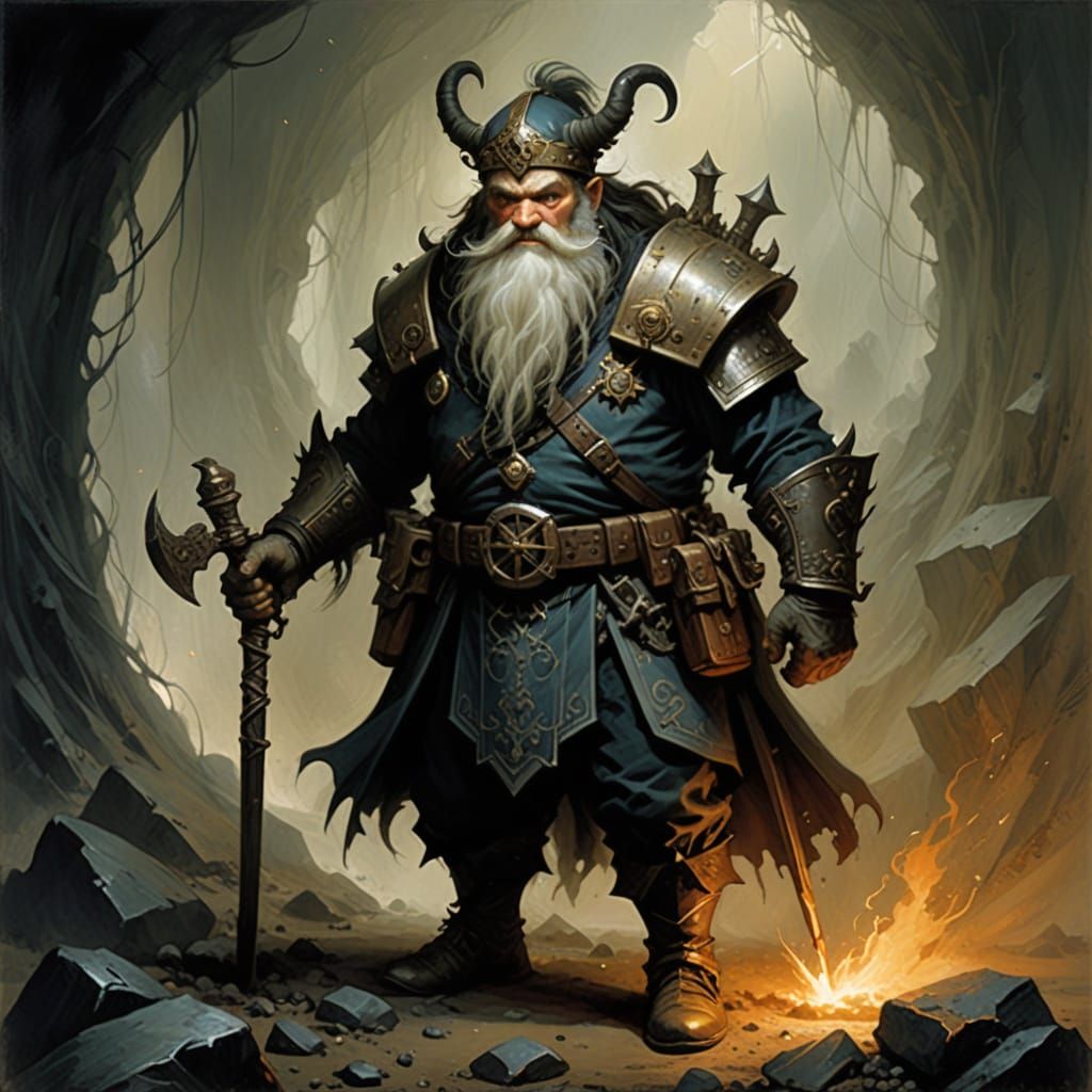 Grimdark Dwarf Miner Portrait
