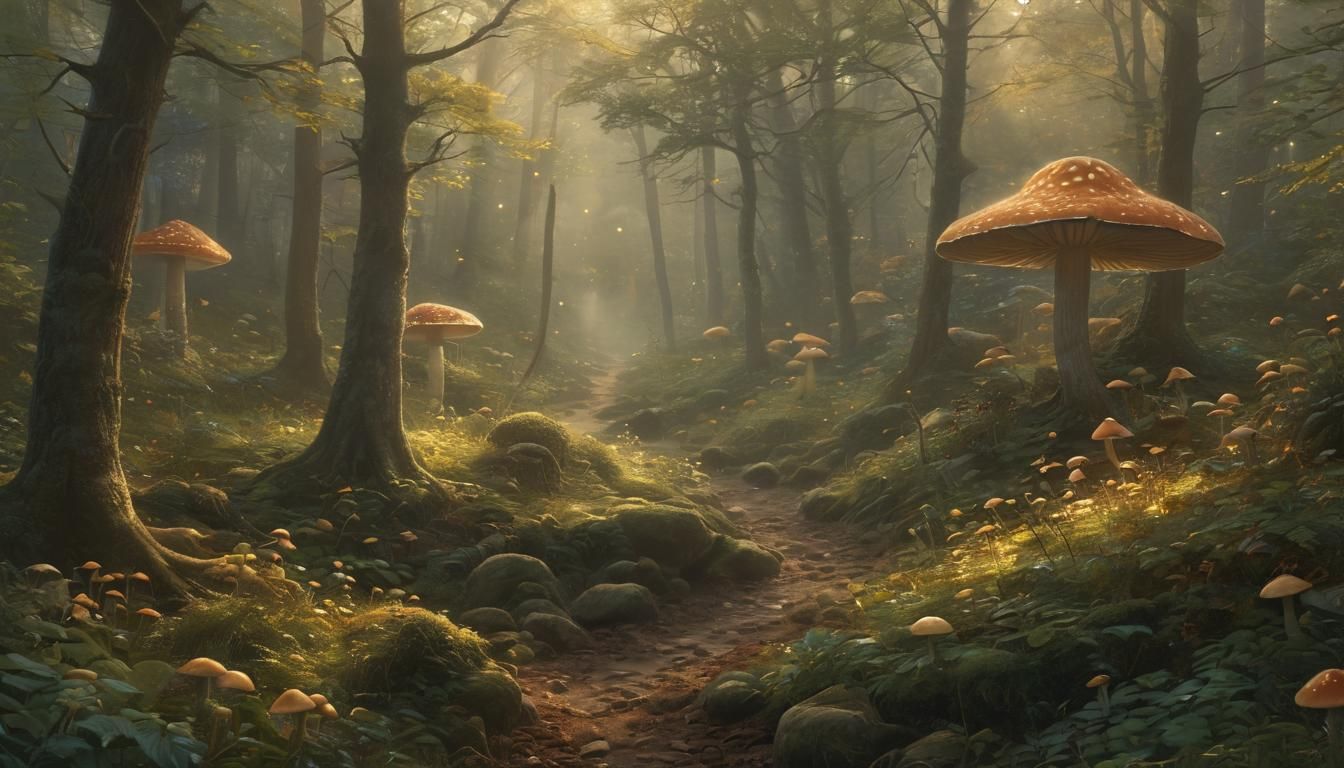 Ethereal Forest Traveler in Golden Light