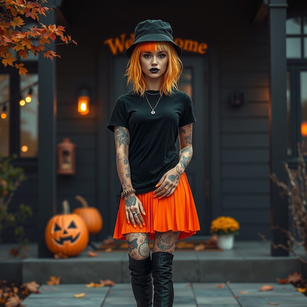 Edgy Woman with Tattoos in Pop Art Style