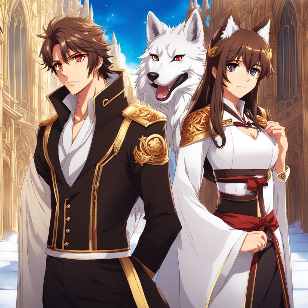Anime Girl with Wolf Cut and Handsome Boy