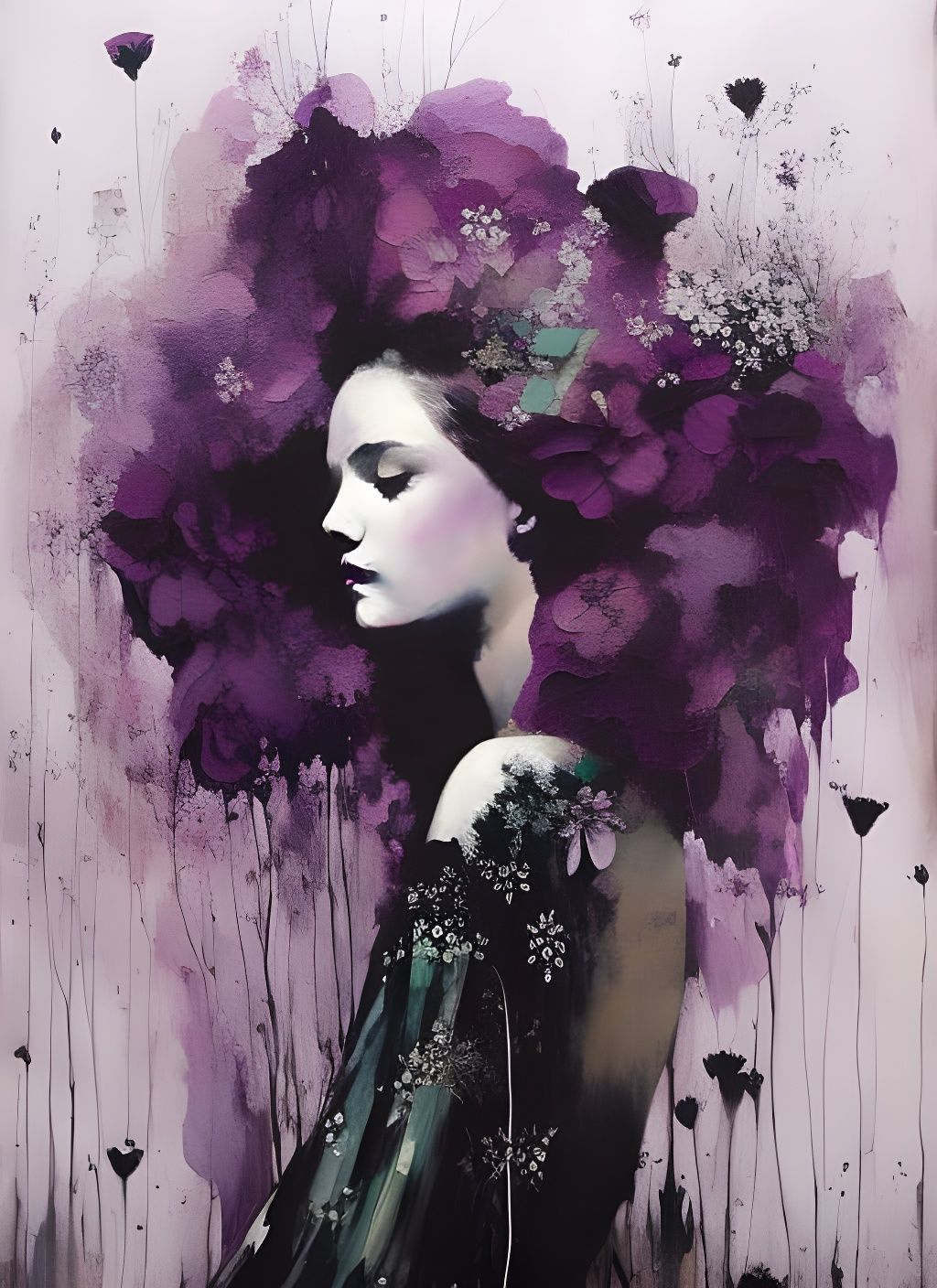 Princess in Floral Dress: Sinister Fine Art Portrait