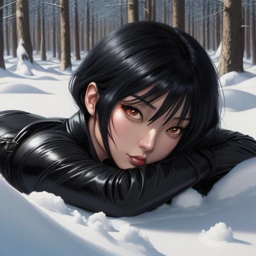 Chibi Girl in Snow Forest: Comic Book Art
