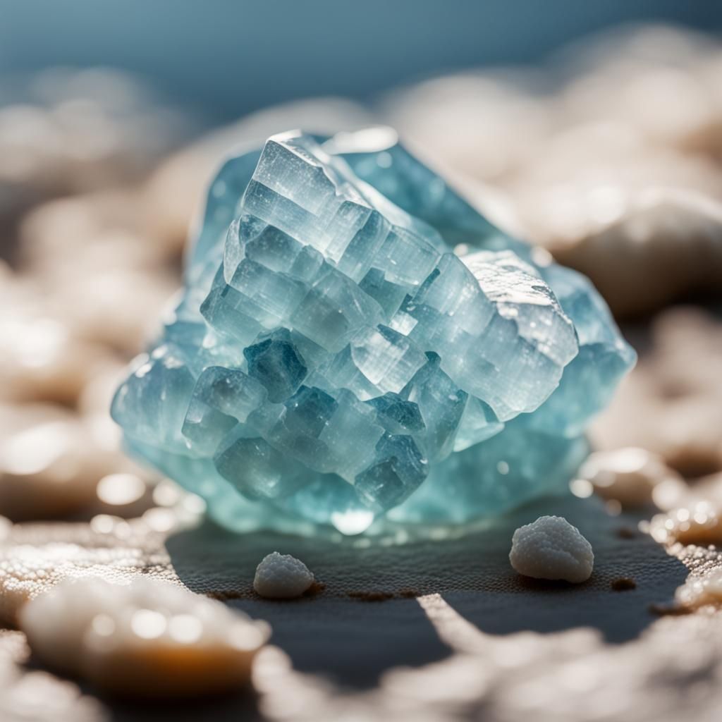 Raw Aquamarine Stone Close-Up, Professional Photography