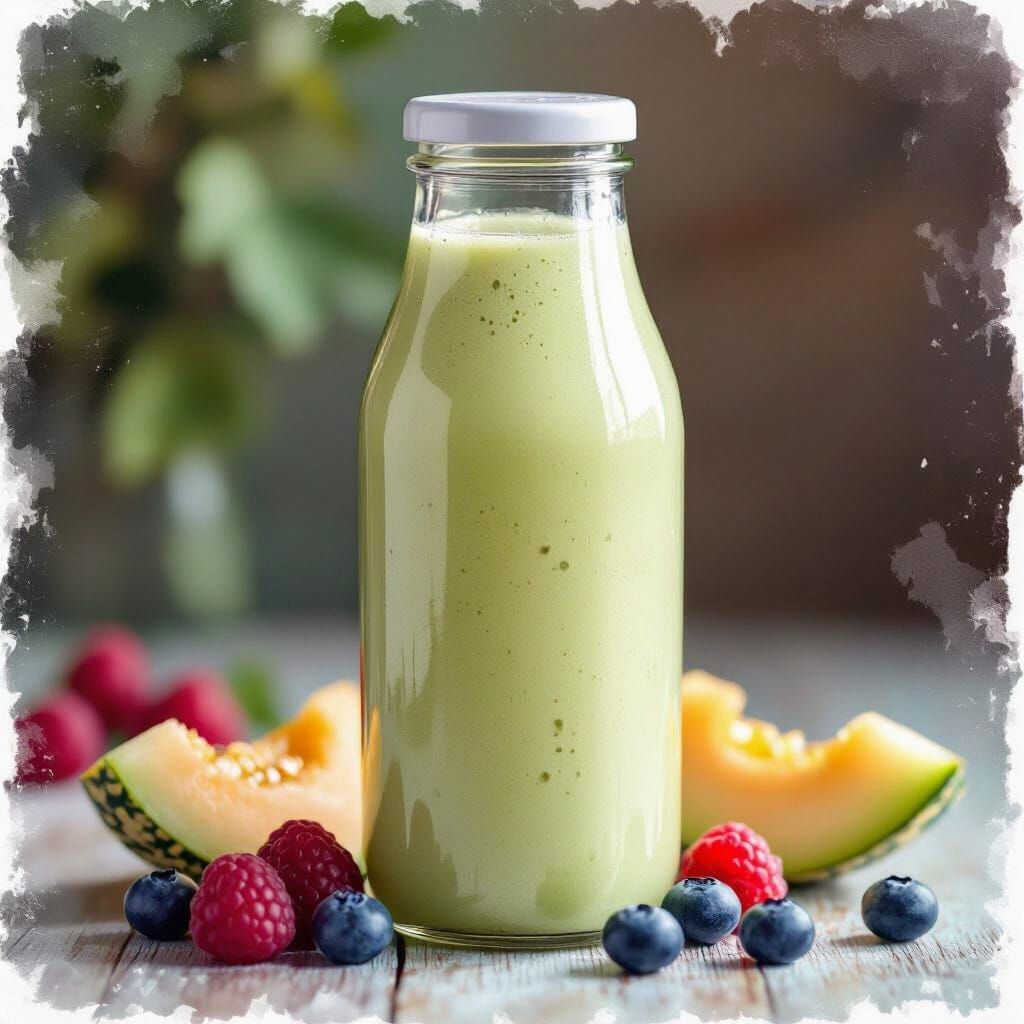 Honeydew Berry Smoothie in Pastel Watercolor Style