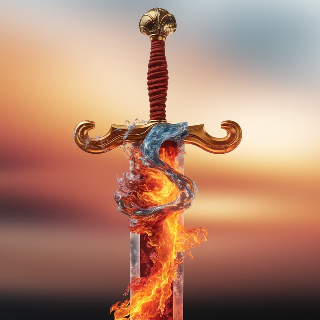 Vibrant Elemental Sword Glows with Orange and Gold