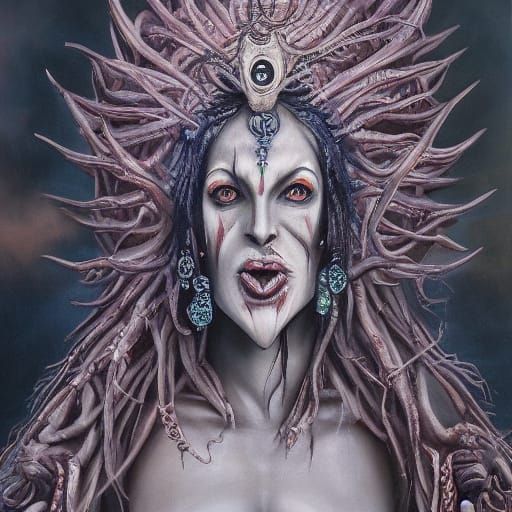 Surreal Fae Hell Creature with Giger-Inspired Details