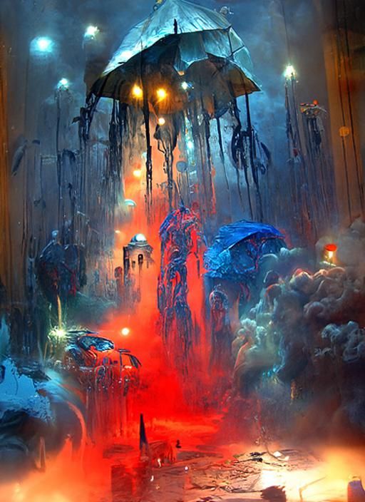 Night Thunderstorm in Dark Hyperrealistic Style