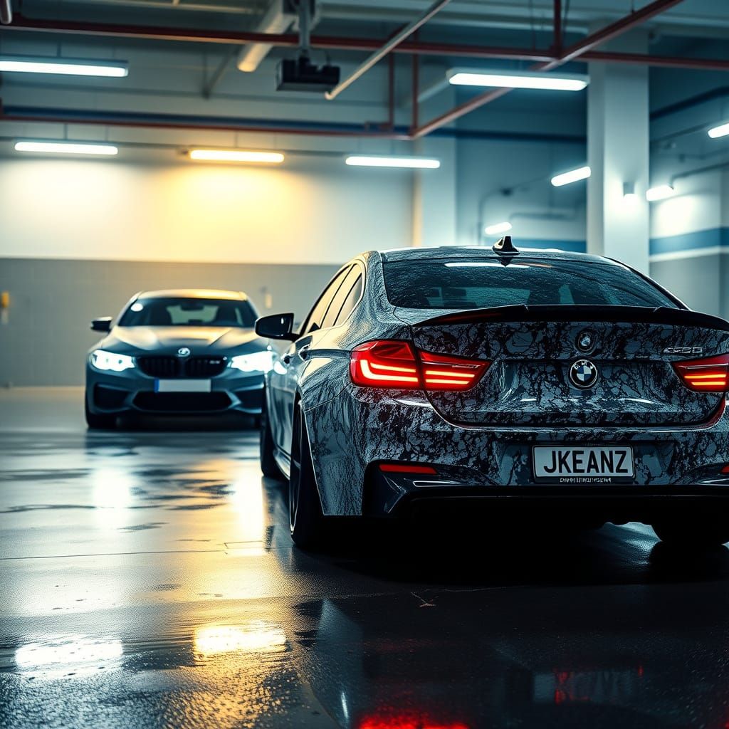 Granite BMW M5 and M3 in Modern Garage