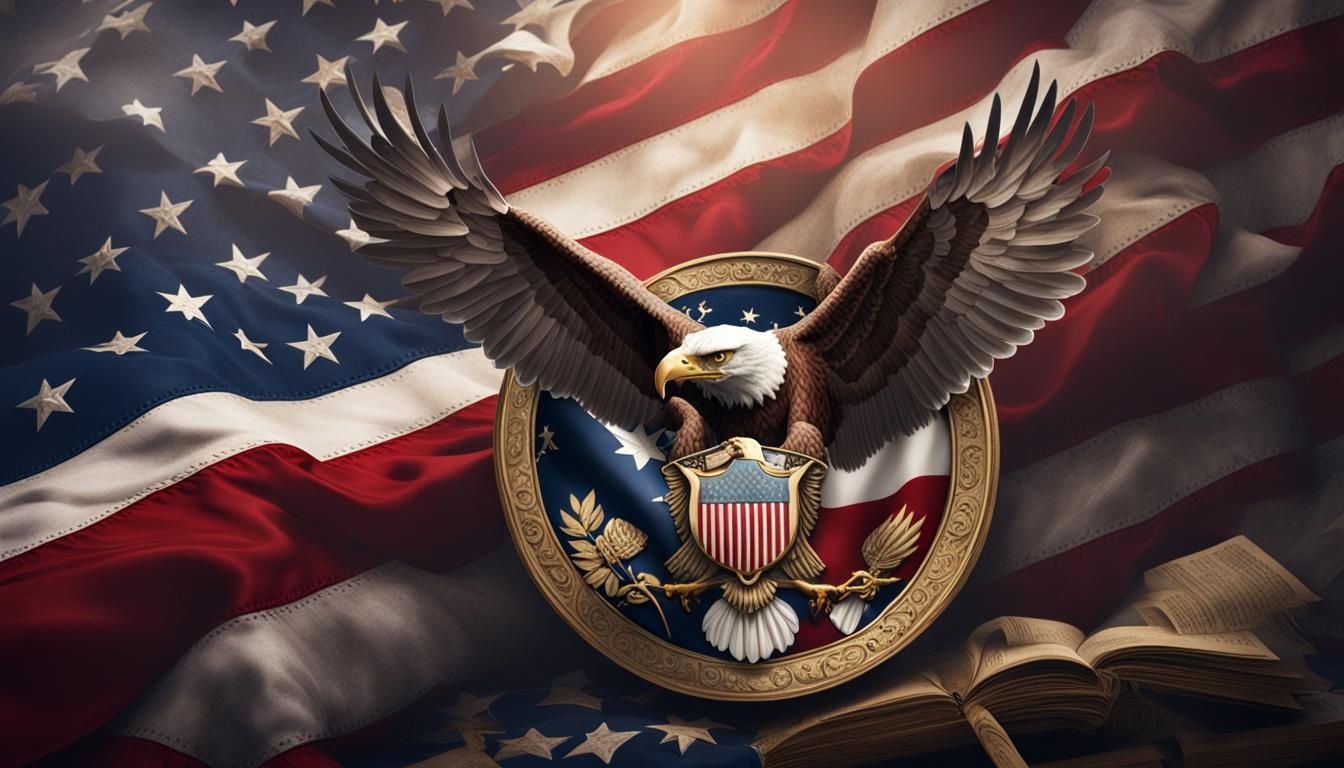 Patriotic Eagle and Constitution Art