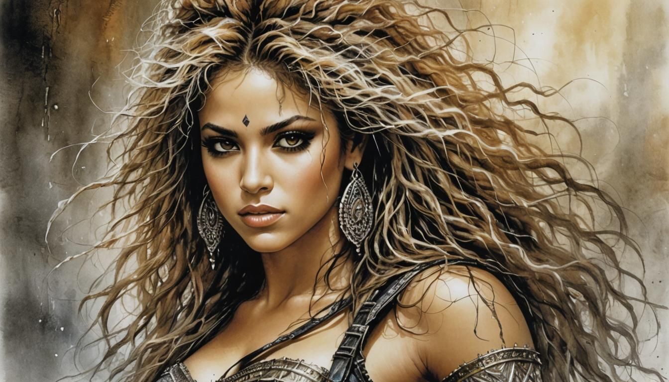 Shakira Portrait in Fantasy Art Style