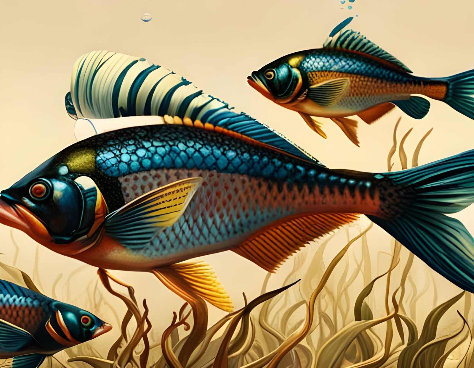 Colorful Fish Painting in Hyperreal Style