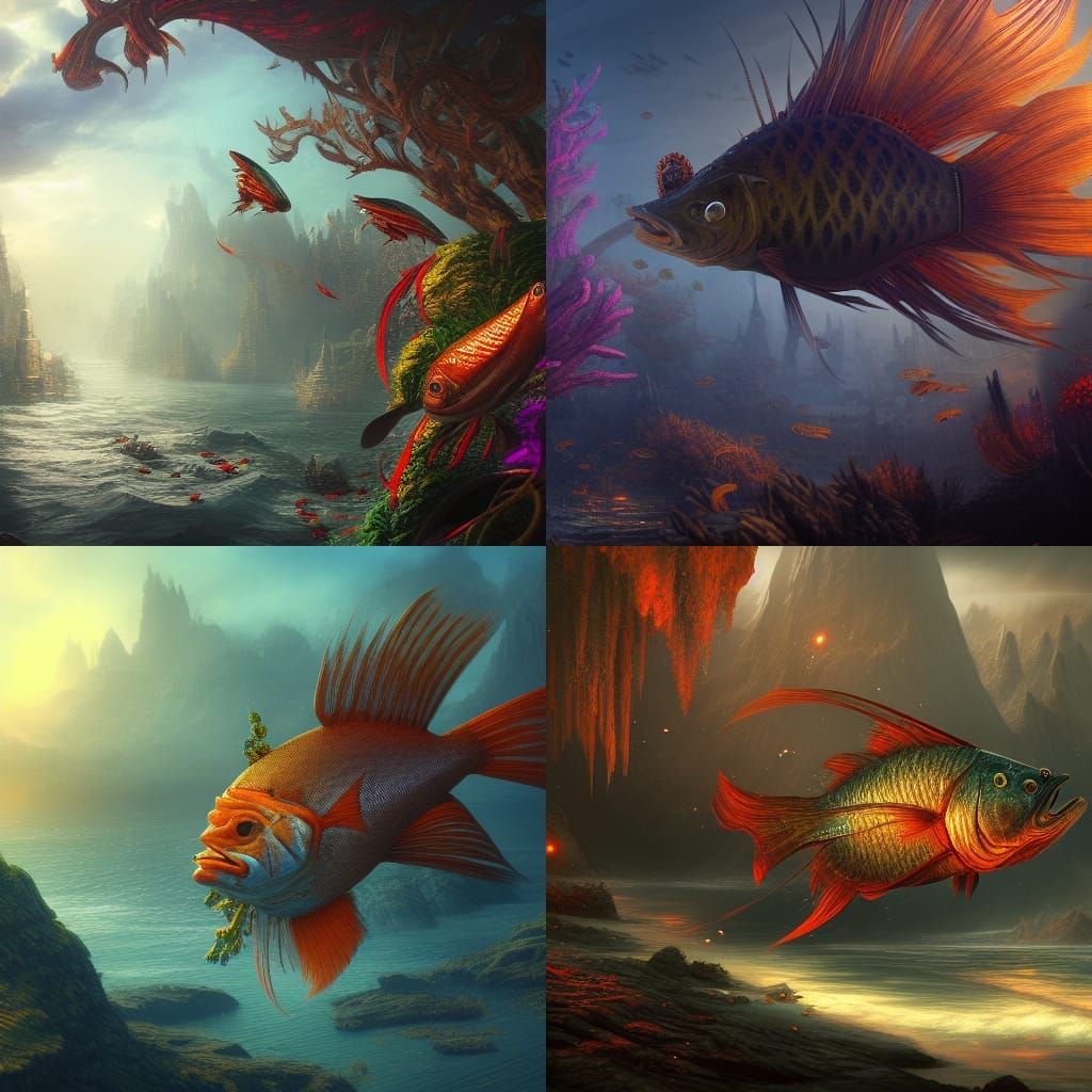 Fantastical Fish in Detailed Matte Painting