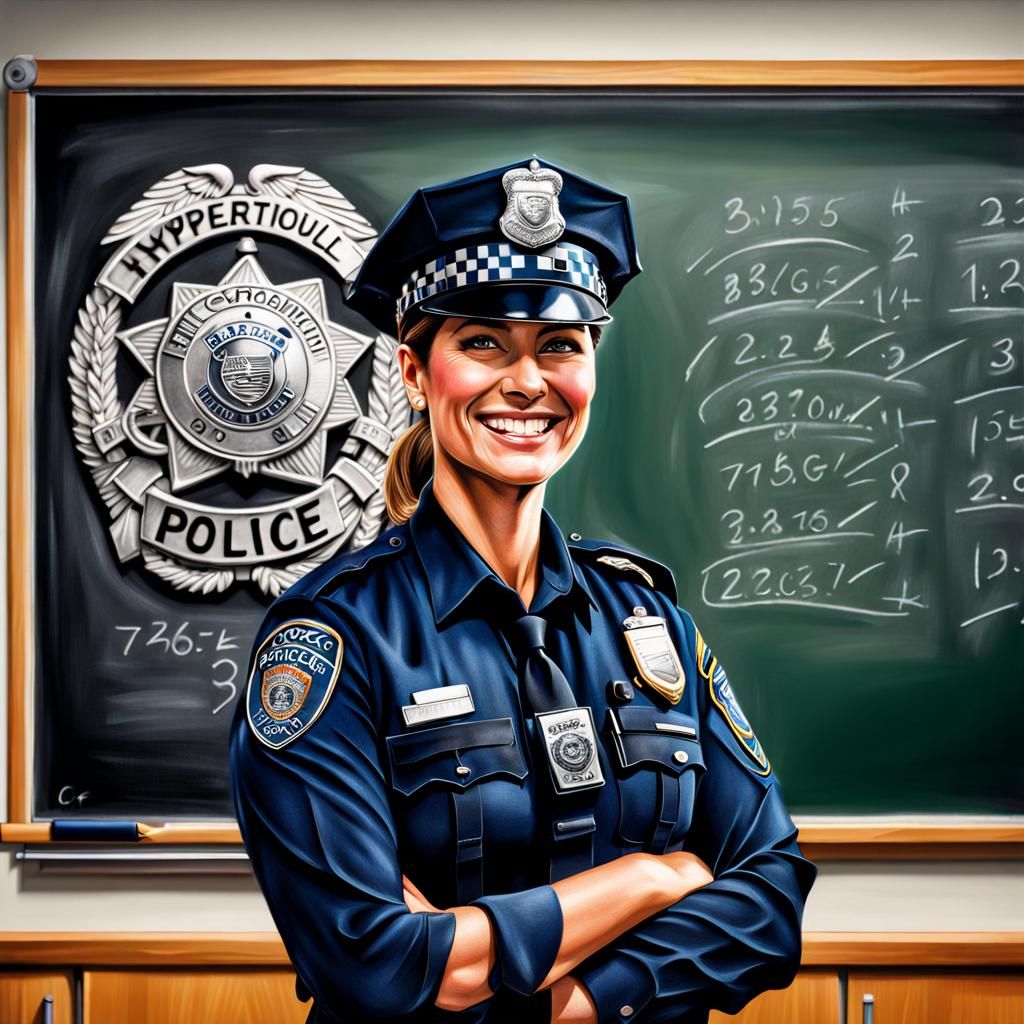 Happy Police Officer Teaches Safety in Classroom