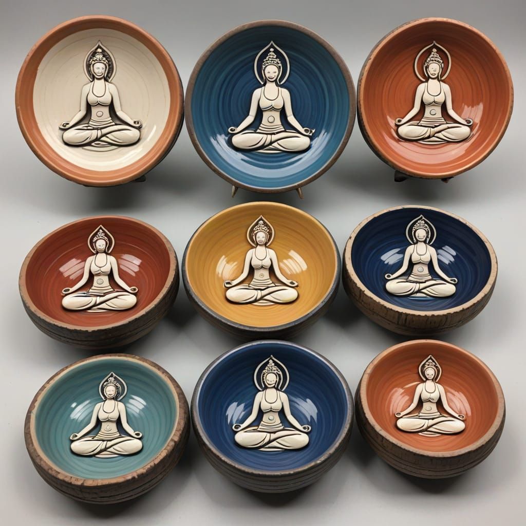 Six pack yoga lady pottery wheel