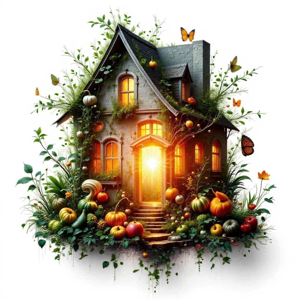 Surreal House Emerges Amidst Double Exposure and Abundant Pr...