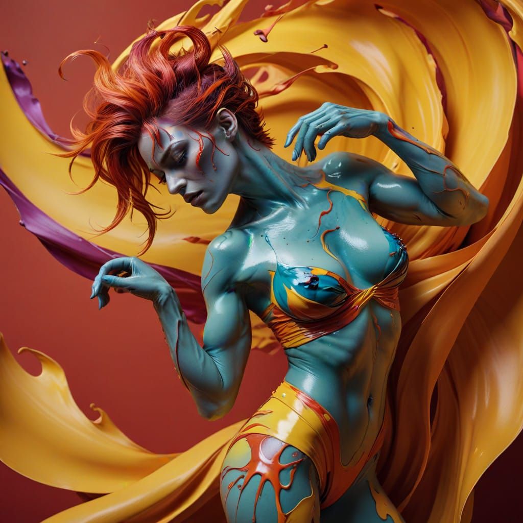 Eccentric, Spectacular, and Courageous Figure in Vibrant Col...