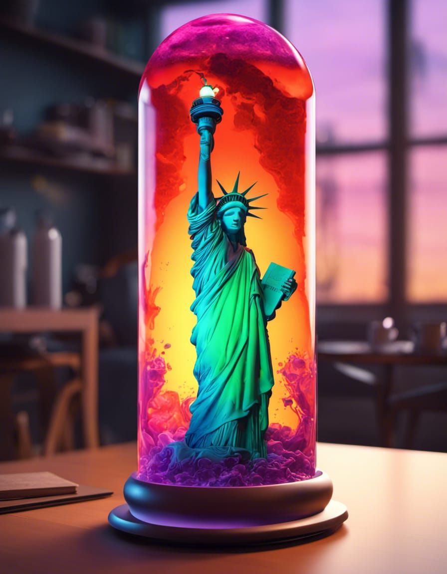 Statue of Liberty in Colossal Glowing Lava Lamp