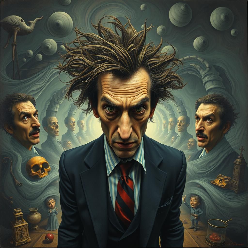 Surreal Dreamscape of a Disheveled Man