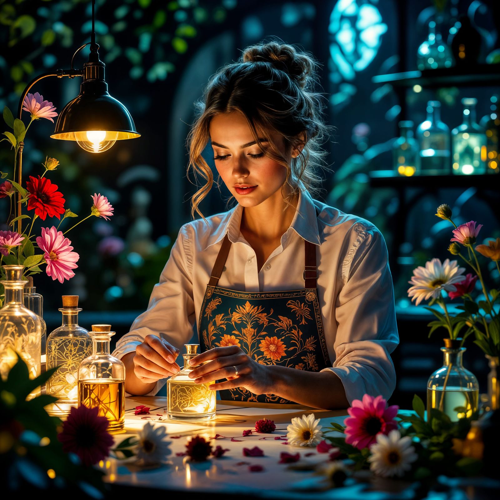 Perfumer in Enchanted Lab, Digital Matte Painting