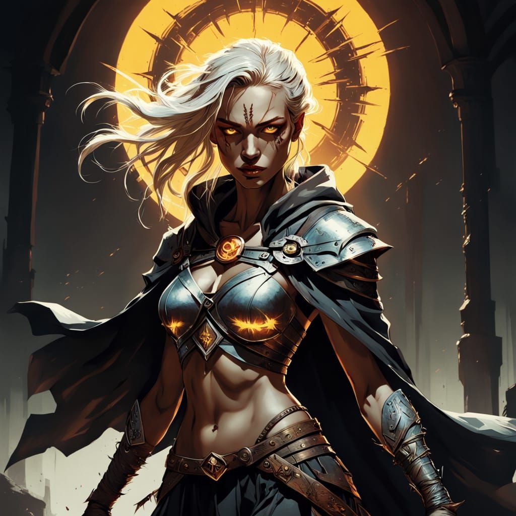 Sensual Dark Fantasy Valkyrie in Mature Anime Style