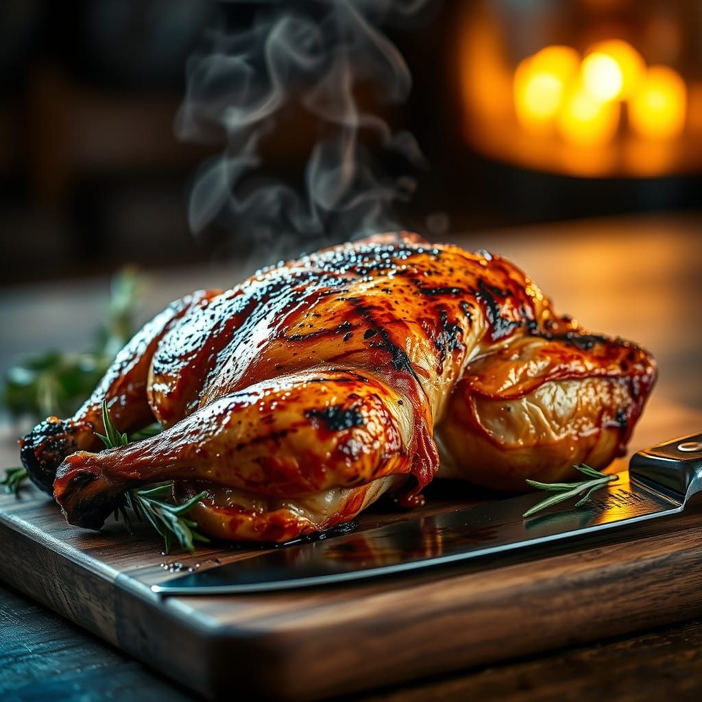 Golden Grilled Chicken with Glistening Juices
