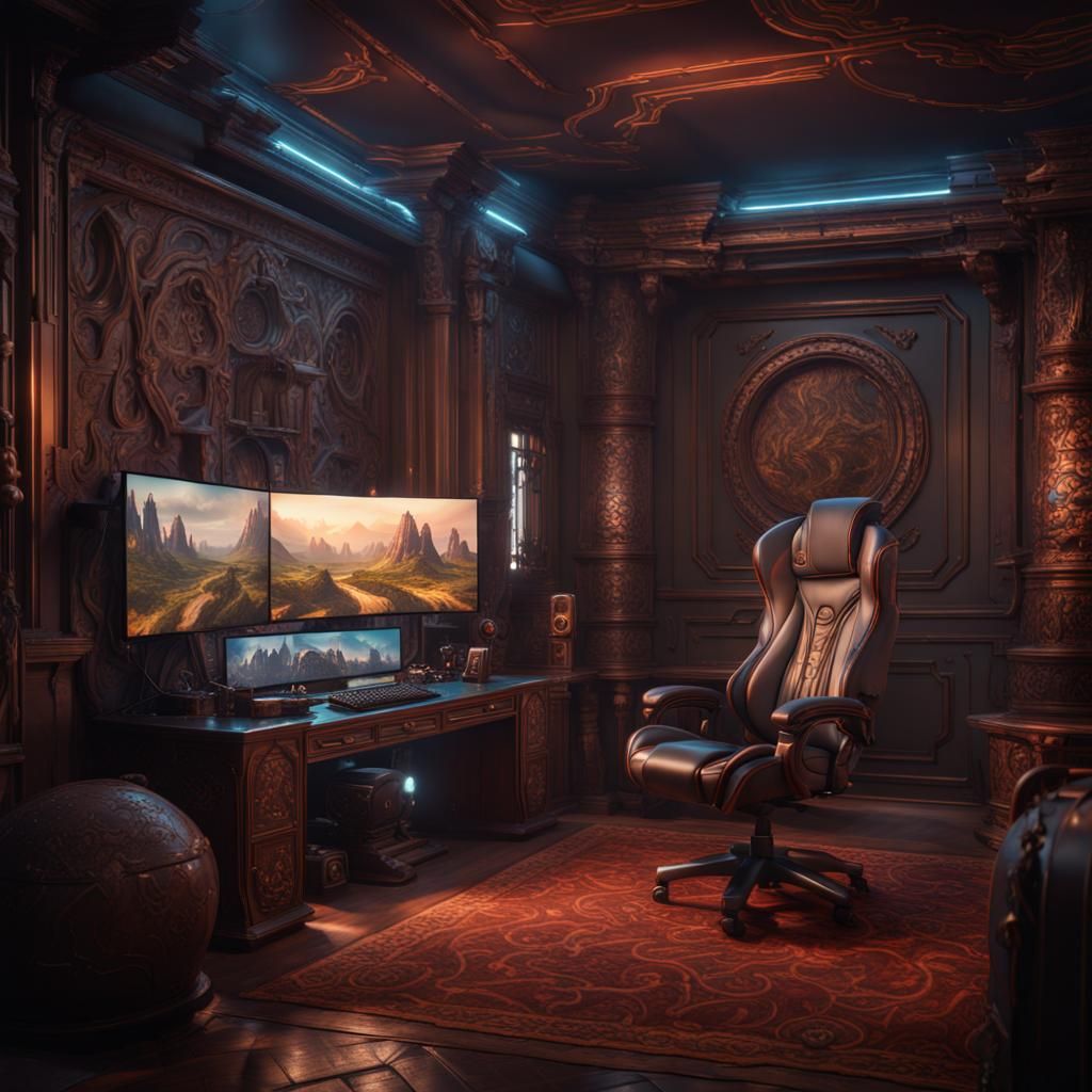 Legendary Gaming Room: Detailed Matte Painting