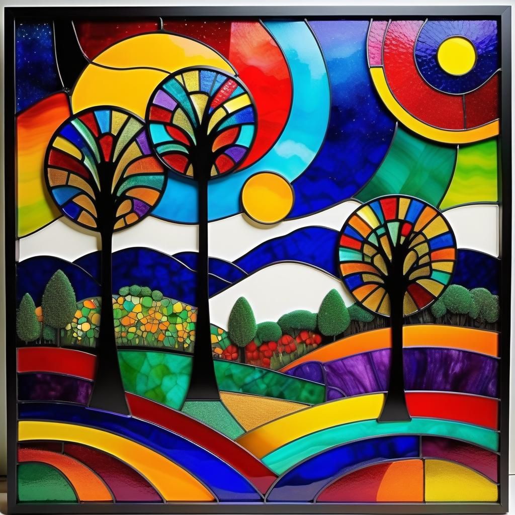 Stained Glass Abstract in Geometric Bauhaus Style