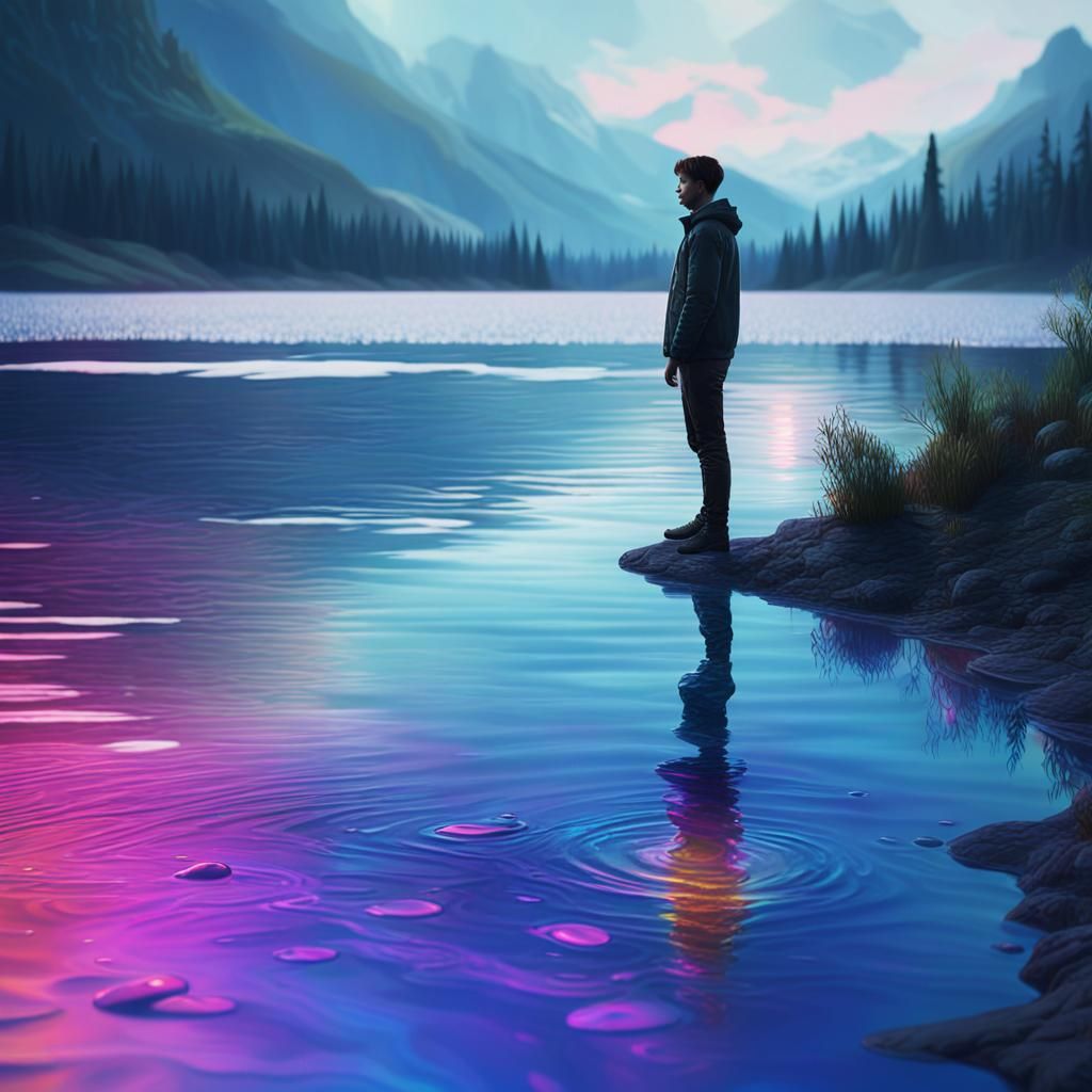 Liquid Time: Cinematic Lake Scene in Golden Light