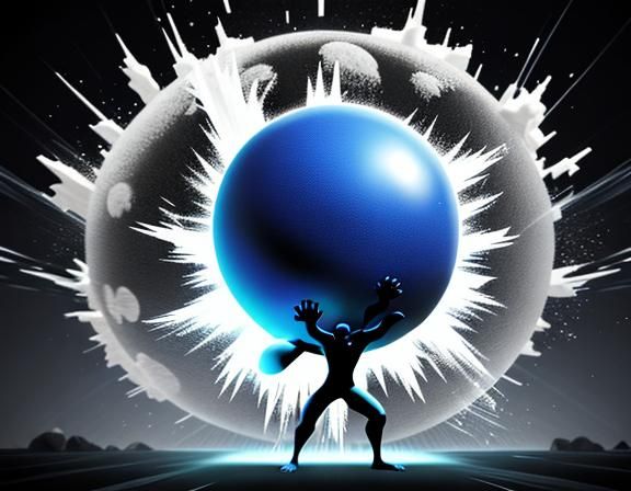 3D Action Scene: Humanoid Unleashes Energy Wave