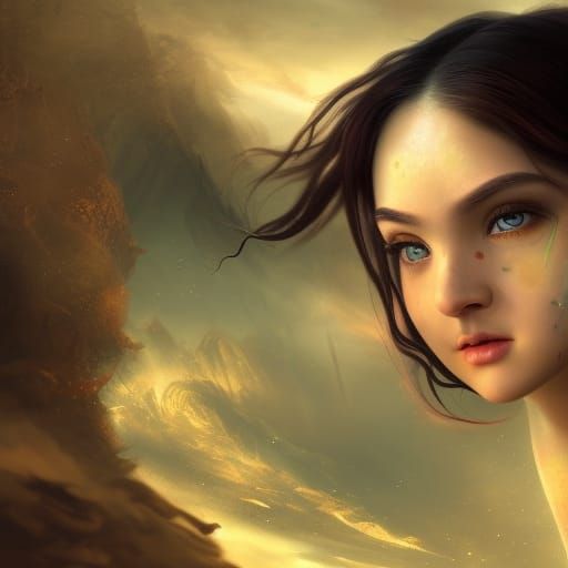 Fantasy Portrait: Chubby Girl on Jupiter in Detailed Matte P...